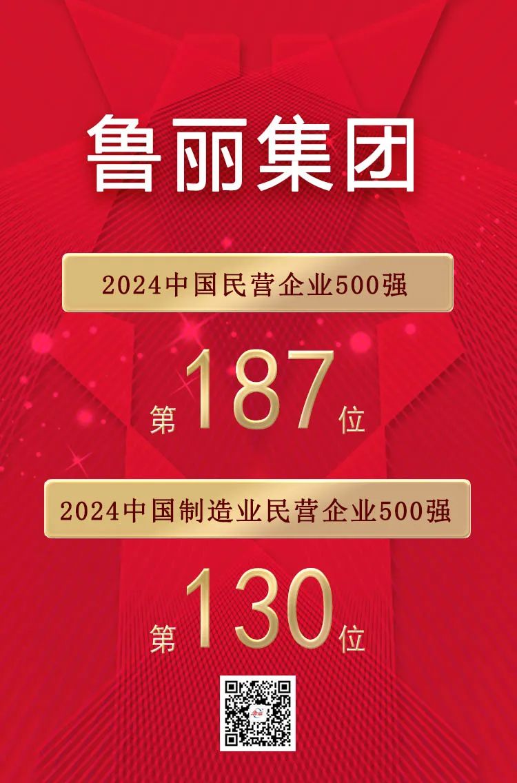 喜報(bào)丨魯麗集團(tuán)有限公司位列“2024中國(guó)民營(yíng)企業(yè)500強(qiáng)”第187位